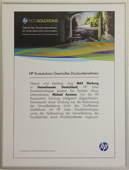 Auszeichnung für Druckereien: HP Latext Drucktechnologien Auszeichnung für Druckereien: HP Latex Drucktechnologien